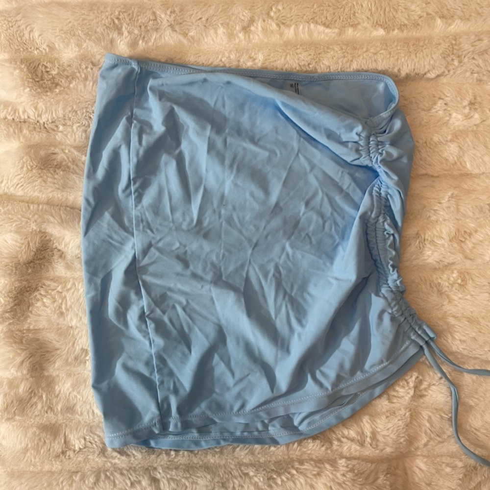 Light Blue Drawstring Swim Skirt
